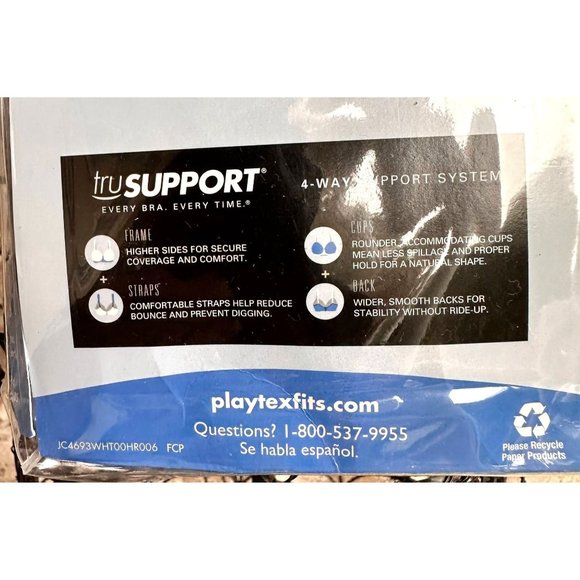 New Playtex 18 Hour Original Comfort Strap Wirefree Bra Sz 36C Floral La… - Picture 9 of 12